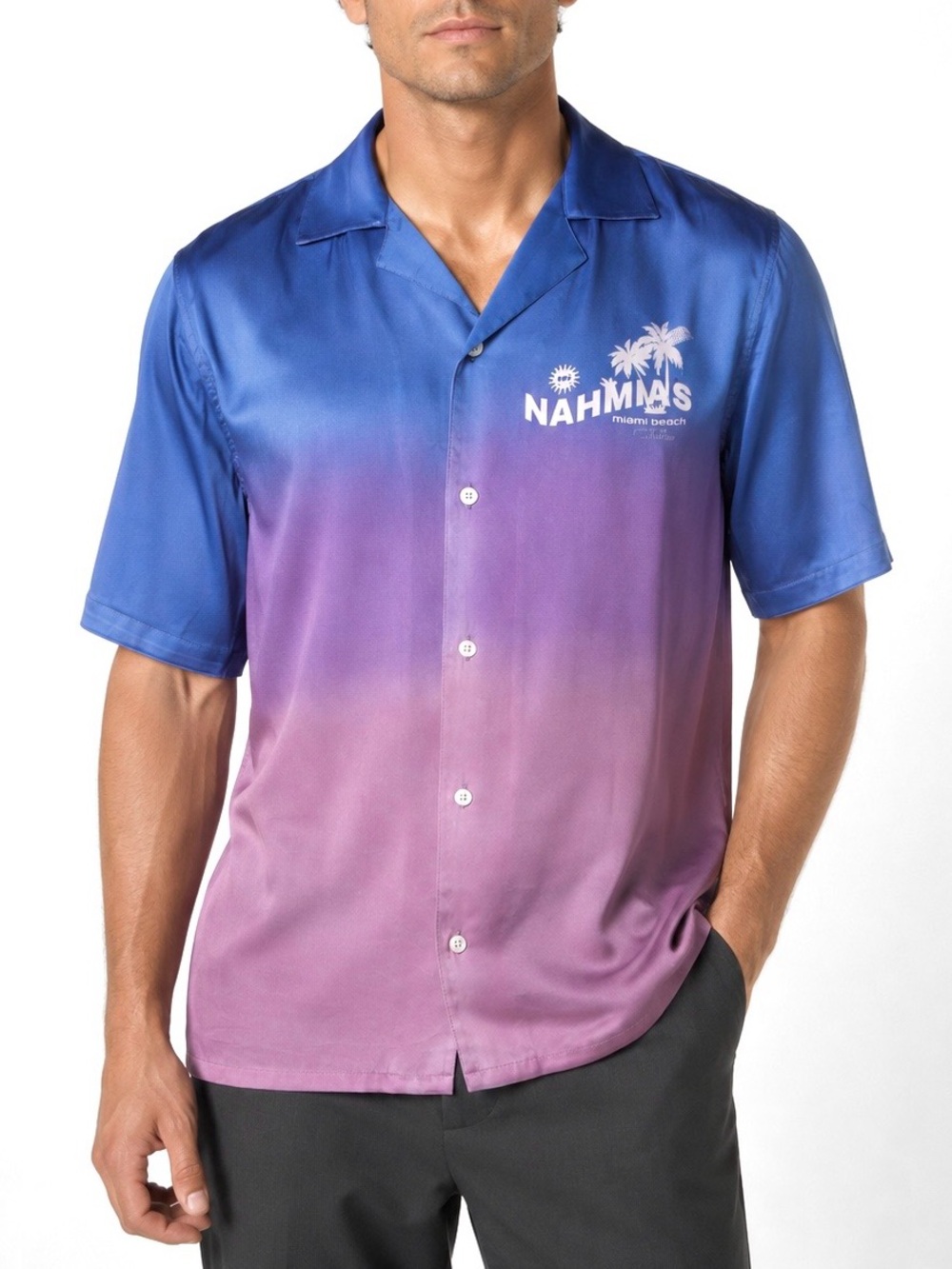 NAHMIAS Art Basel Sunset Gradient Ombré Silk Shirt